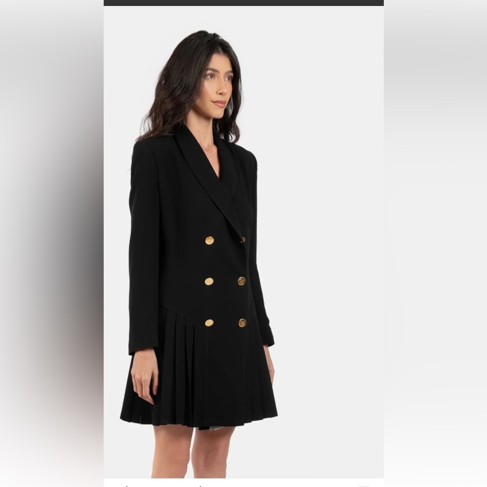 Chic Black Double-Breasted Long Sleeve Dress